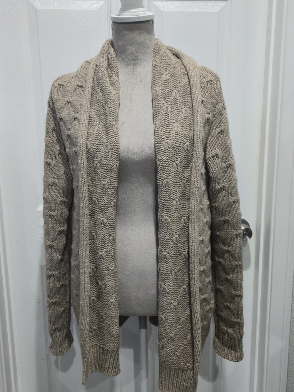 Vince Tuck Stitch Yak Wool Cardigan Taupe Shawl Collar S - Picture 4 of 15